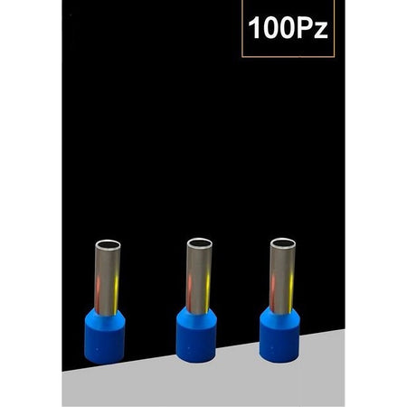 Confezione 100 Pz Tubetto Capicorda Isolato Per Cavi 10mm² Terminale 12mm E10-12