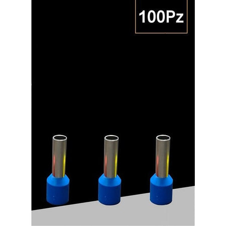Confezione 100pz Tubetto Capicorda Isolato Per Cavi 1.5mm² Terminale Da 8mm E1508