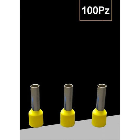 Confezione 100 Pz Tubetto Capicorda Isolato Per Cavi 16mm² Terminale 12mm E16-12