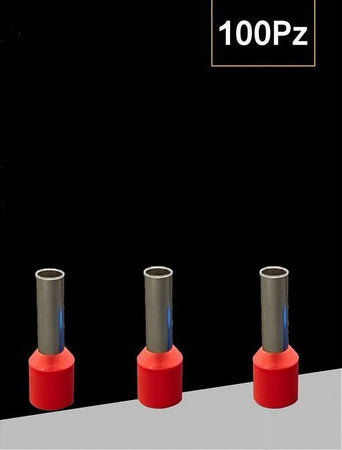 Confezione 100pz Tubetto Capicorda Isolato Per Cavi Da 2.5mm² Terminale 8mm E2508