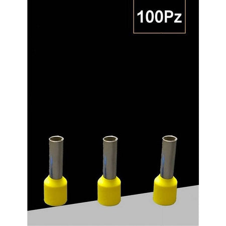 Confezione 100 Pz Tubetto Capicorda Isolato Per Cavi 6 Mm² Terminale 12 Mm E6012