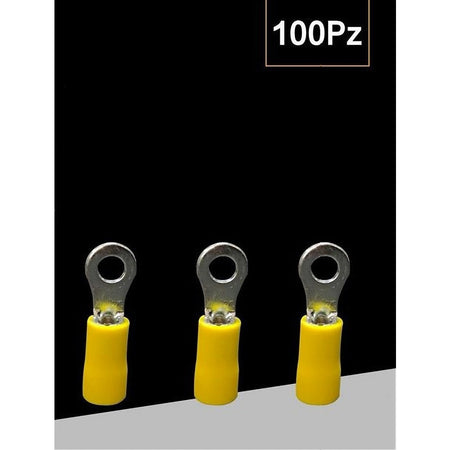 Set 100 Pz Capicorda Terminale Ad Occhiello Isolato Per Cavi 0.5-1.5mm² Rv1.25-4