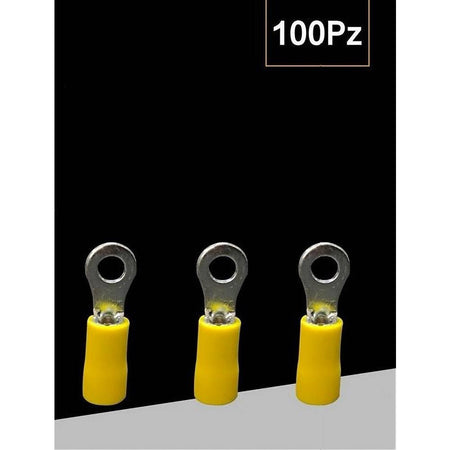 Set 100pz Capicorda Terminale Ad Occhiello Isolato Per Cavi 2.5-4mm² M4 Rv3.5-4