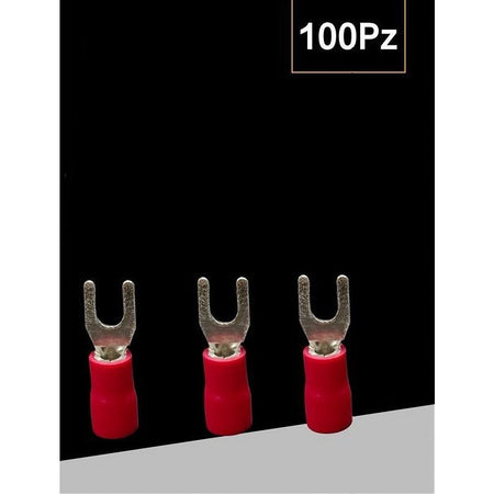 Set 100 Pz Capicorda A Forcella A Crimpare Per Cavi 0.5-1.5 Mm² Isolato Sv1.25-4