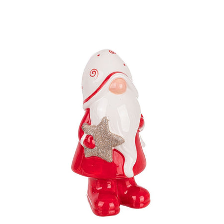 Babbo Natale "Cheerful" in porcellana con stella per decorazione natalizia