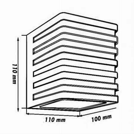Applique Muro Esterno Led 10w Lampada Decorativa A Strisce Cubo Nero Ip54 B110-n