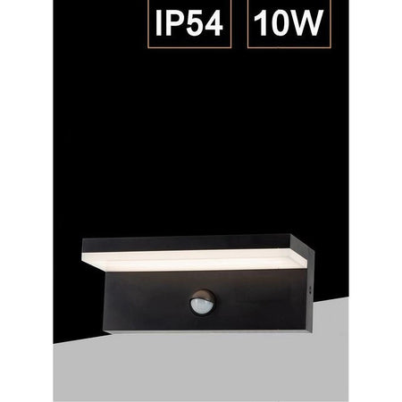 Applique Esterno 10w Con Sensore Pir Di Movimento Da Parete Giardino Ip54 Bs82-n