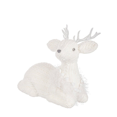 Renna decorativa "Jolin" seduta in polistirolo e poliestere per decorazione natalizia