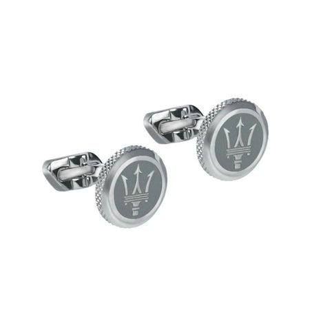 Gemelli MASERATI uomo tondi acciaio logo