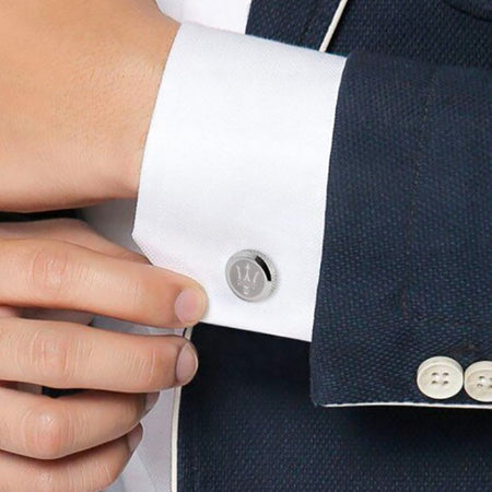 Gemelli MASERATI uomo tondi acciaio logo