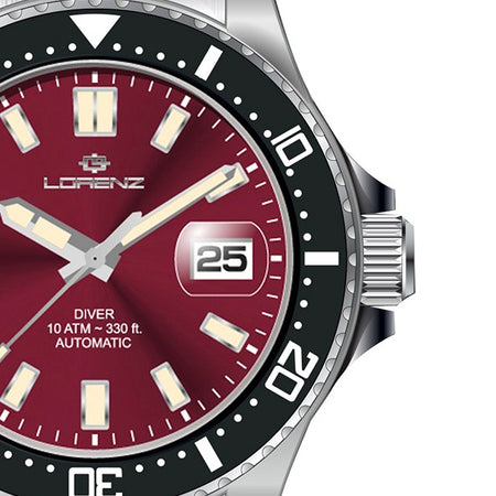 Orologio LORENZ uomo Dive Ceramic Automatico acciaio / rosso