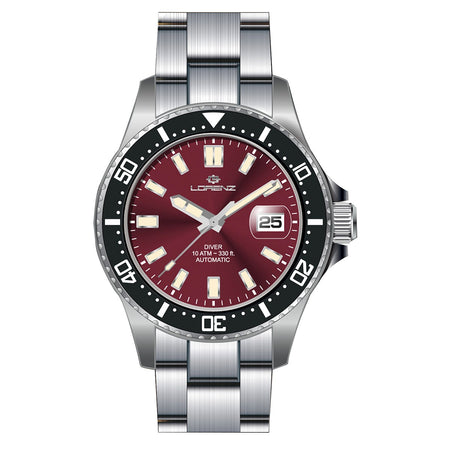 Orologio LORENZ uomo Dive Ceramic Automatico acciaio / rosso