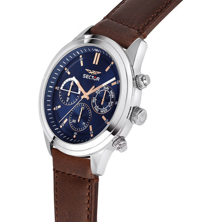 Orologio SECTOR uomo 670 multi funzione pelle marrone / blu