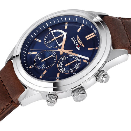 Orologio SECTOR uomo 670 multi funzione pelle marrone / blu