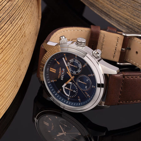 Orologio SECTOR uomo 670 multi funzione pelle marrone / blu