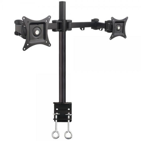 Supporto da Scrivania per 2 Monitor 13-27'' Diametro 48 mm ad Altezza Regolabile con Morsetto a C