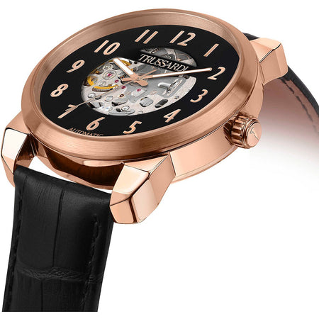 Orologio TRUSSARDI uomo T-city Automatico pelle nero / oro rosa