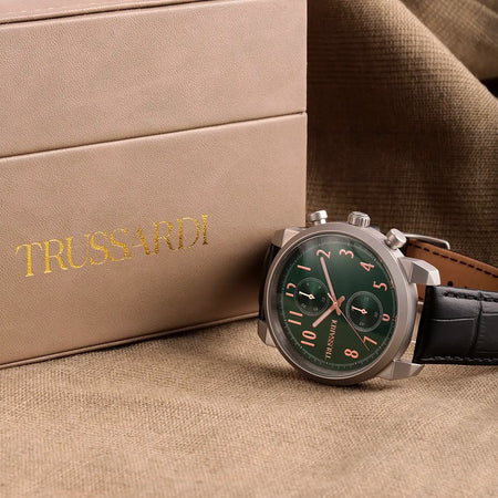 Orologio TRUSSARDI uomo T-city multi funzione pelle nera / verde