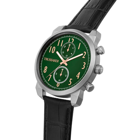 Orologio TRUSSARDI uomo T-city multi funzione pelle nera / verde