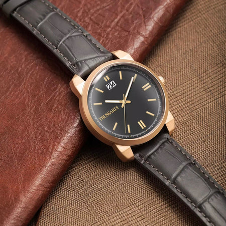 Orologio TRUSSARDI uomo T-city datario pelle grigio / oro