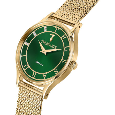 Orologio TRUSSARDI donna T-star tempo acciaio dorato / verde