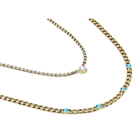 Collana MORELLATO donna Poetica acciaio dorato / cristalli blu
