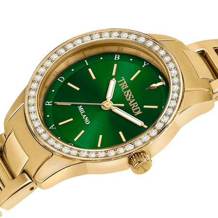 Orologio TRUSSARDI donna T-sky acciaio dorato / verde