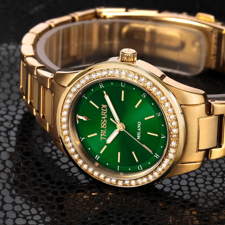 Orologio TRUSSARDI donna T-sky acciaio dorato / verde
