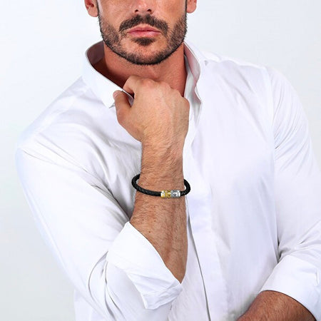 Bracciale MORELLATO uomo Moody nero / acciaio / dorato