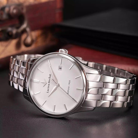 Orologio LUCIEN ROCHAT uomo Montreux data acciaio / bianco