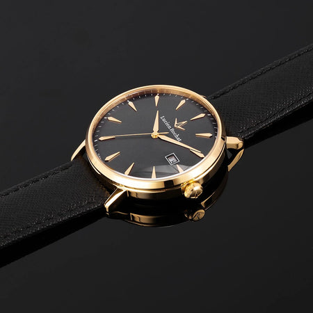 Orologio LUCIEN ROCHAT uomo GarCon data pelle nero / oro