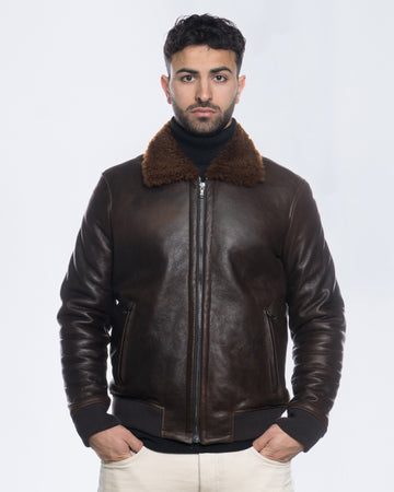 Carlo Bis - Bomber Uomo in Shearling Testa di Moro