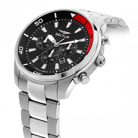 Orologio SECTOR uomo Oversize cronografo acciaio nero / rosso