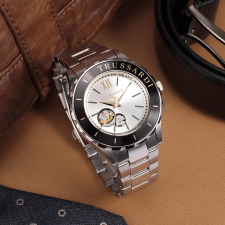 Orologio TRUSSARDI uomo T-logo Automatico acciaio / silver