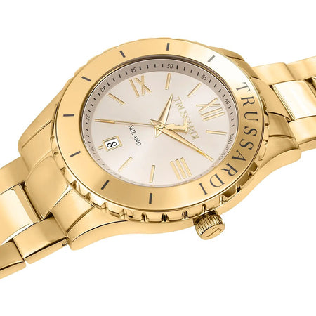 Orologio TRUSSARDI uomo T-logo datario acciaio dorato
