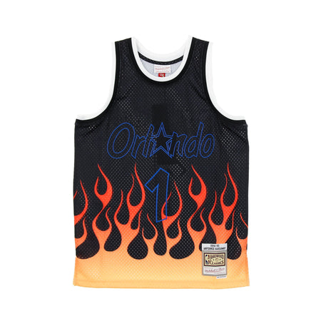 MITCHELL & NESS Canotta Basket Uomo Nba Swingman Jersey Flames Hardwood Classics No.1 Penny Hardaway 1994-95 Orlmag Black/black/multi Color da uomo