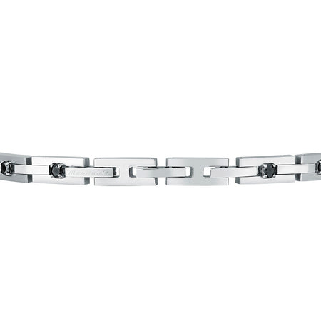 Bracciale MASERATI uomo Iconic acciaio / cristalli neri
