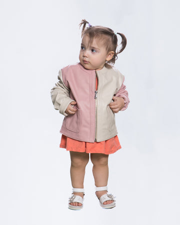 Nina - Giacca Bambina Rosa in vera pelle