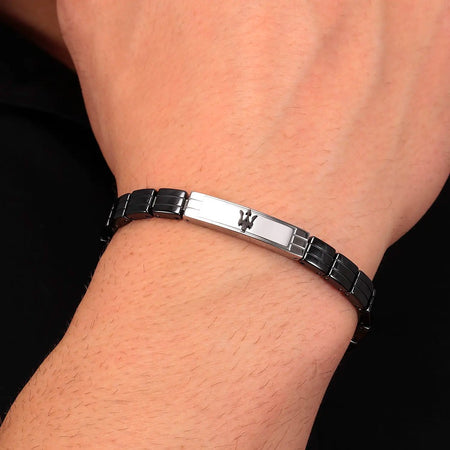 Bracciale MASERATI uomo acciaio e ceramica nera