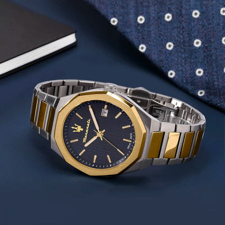 Orologio MASERATI uomo Stile datario acciaio bicolore