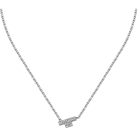 Collana TRUSSARDI donna T-Logo acciaio / cristalli bianchi