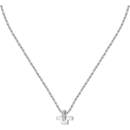 Collana TRUSSARDI donna T-Logo acciaio / cristalli bianchi