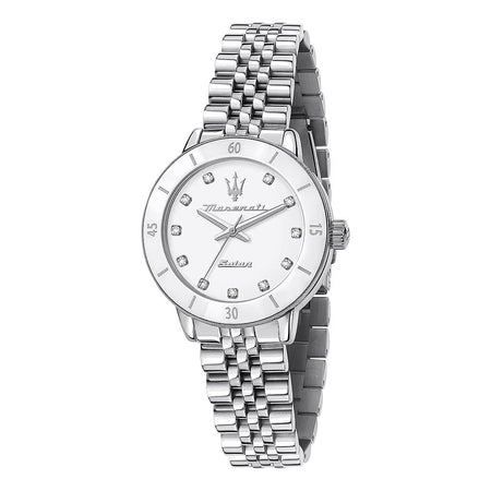 Orologio MASERATI donna Successo Solar acciaio / bianco