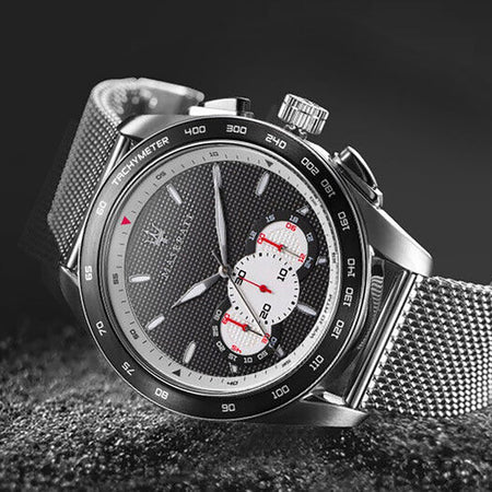 Orologio MASERATI uomo Traguardo cronografo acciaio mesh / nero