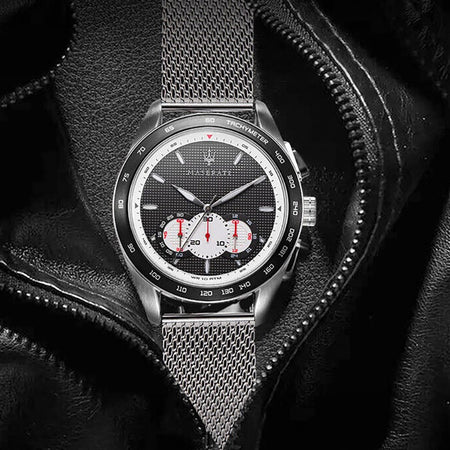 Orologio MASERATI uomo Traguardo cronografo acciaio mesh / nero