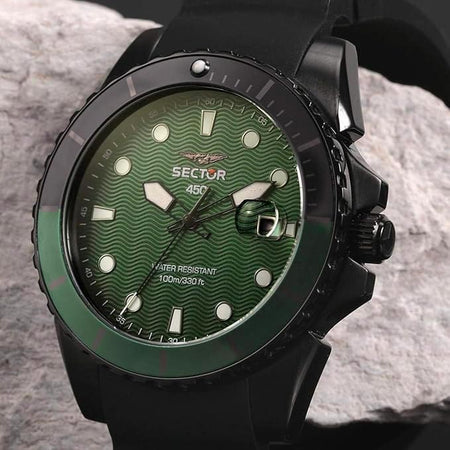 Orologio SECTOR uomo 450 data gomma nero / verde