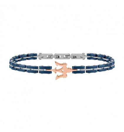 Bracciale MASERATI uomo Ceramic blu - logo oro rosa
