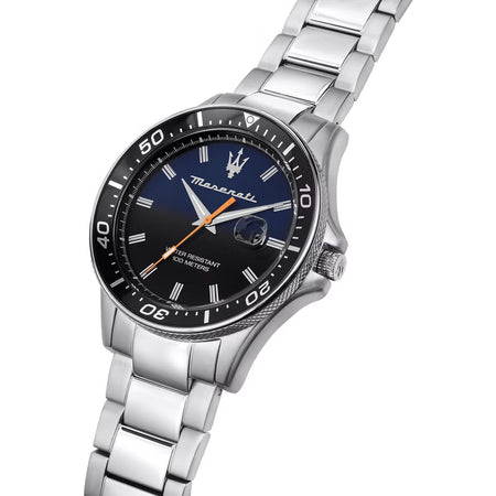 Orologio MASERATI uomo Sfida datario acciaio / nero blu