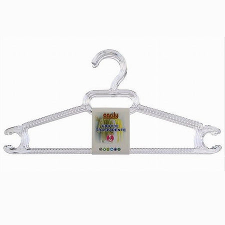 5 Pz Grucce Stampelle Plastica Trasparente Appendiabiti Pantaloni Vestiti 87001