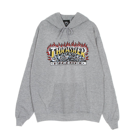THRASHER Felpa Cappuccio Uomo Krak Skulls Hood Heather Grey da uomo